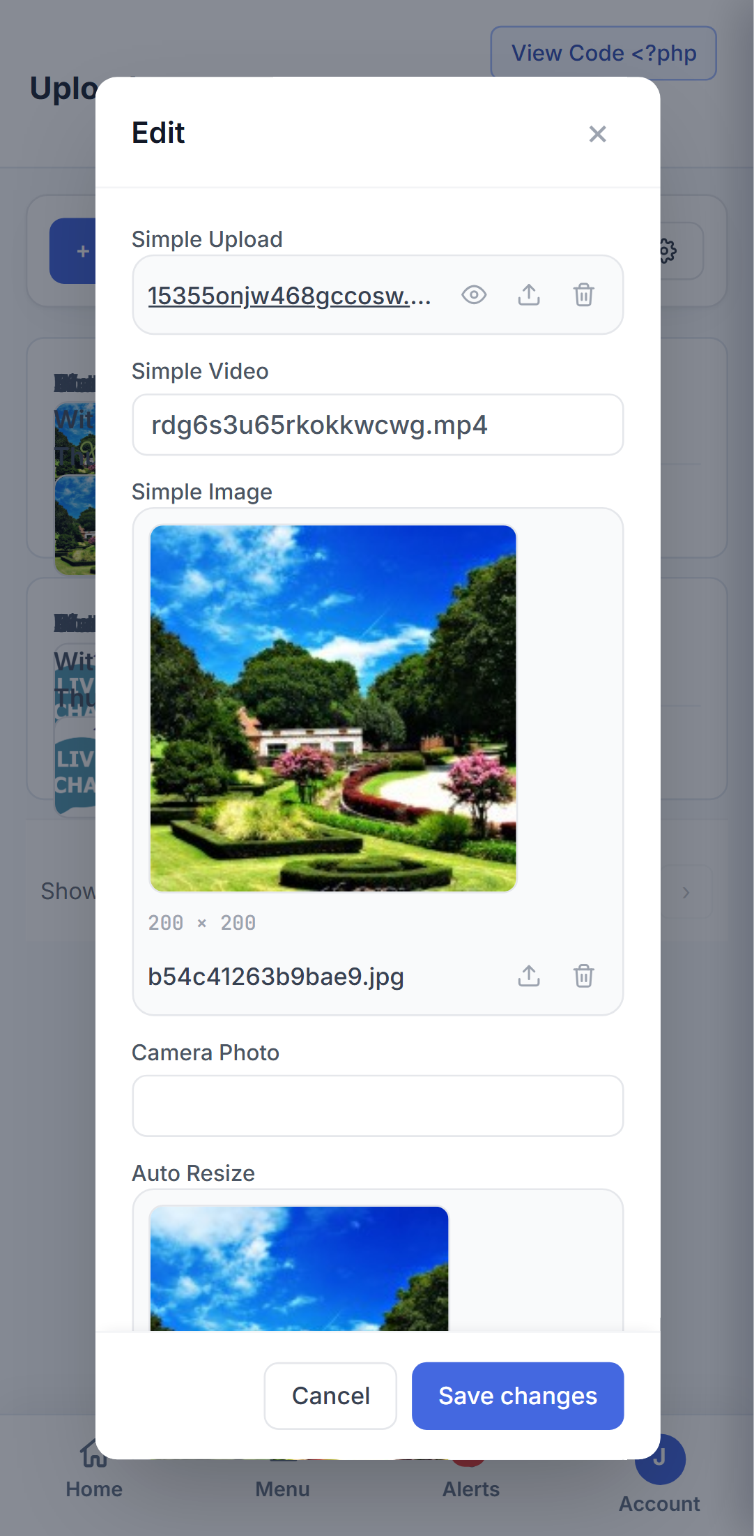 xCRUD Nova on a phone - file and image uploads